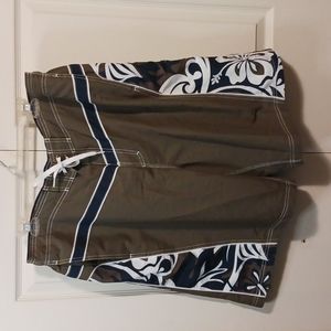 Speedo drawstring swim trunks - XL - army green/blue/flowered